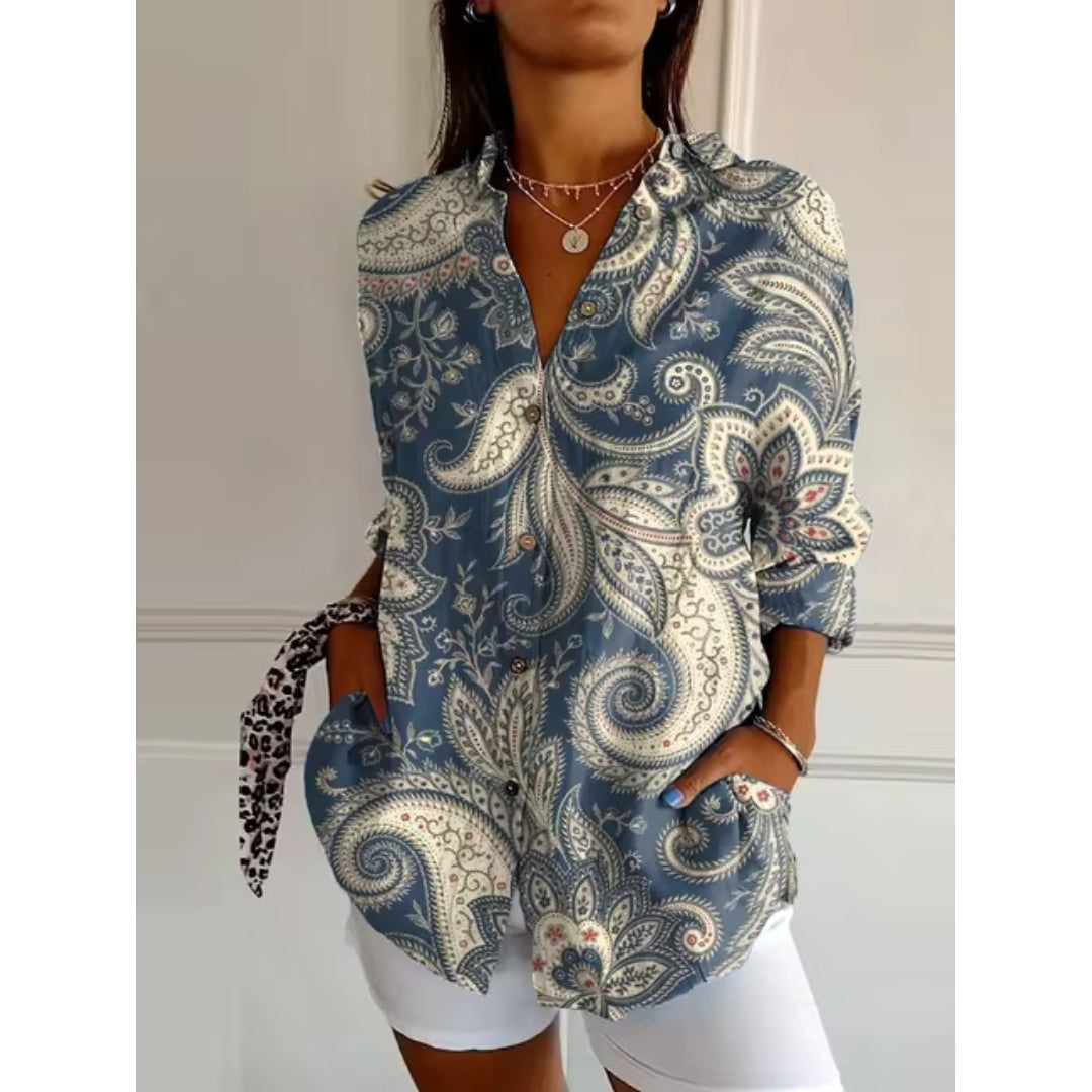 Tina - Casual Blouse with Floral Print