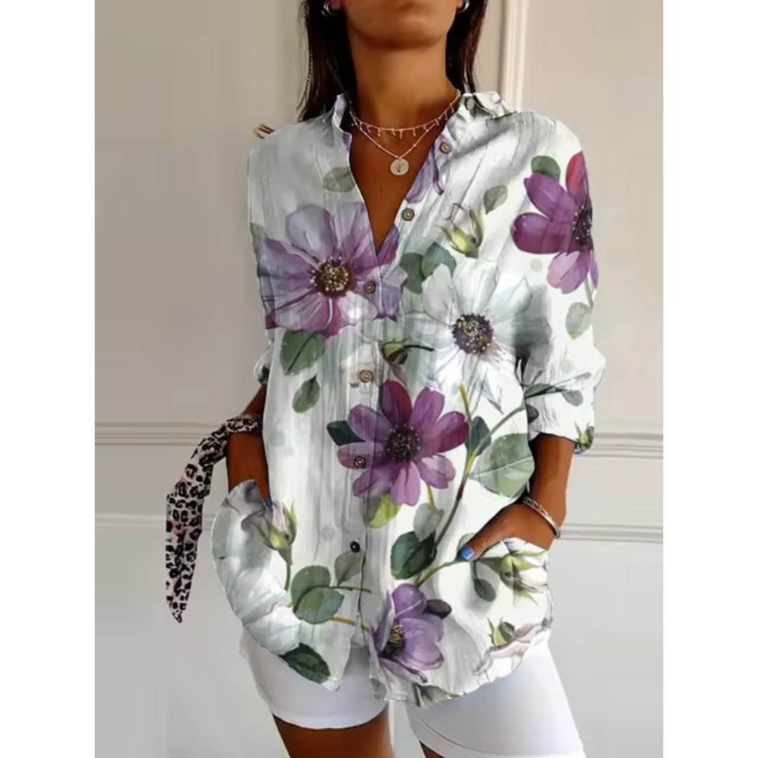 Tina - Casual Blouse with Floral Print