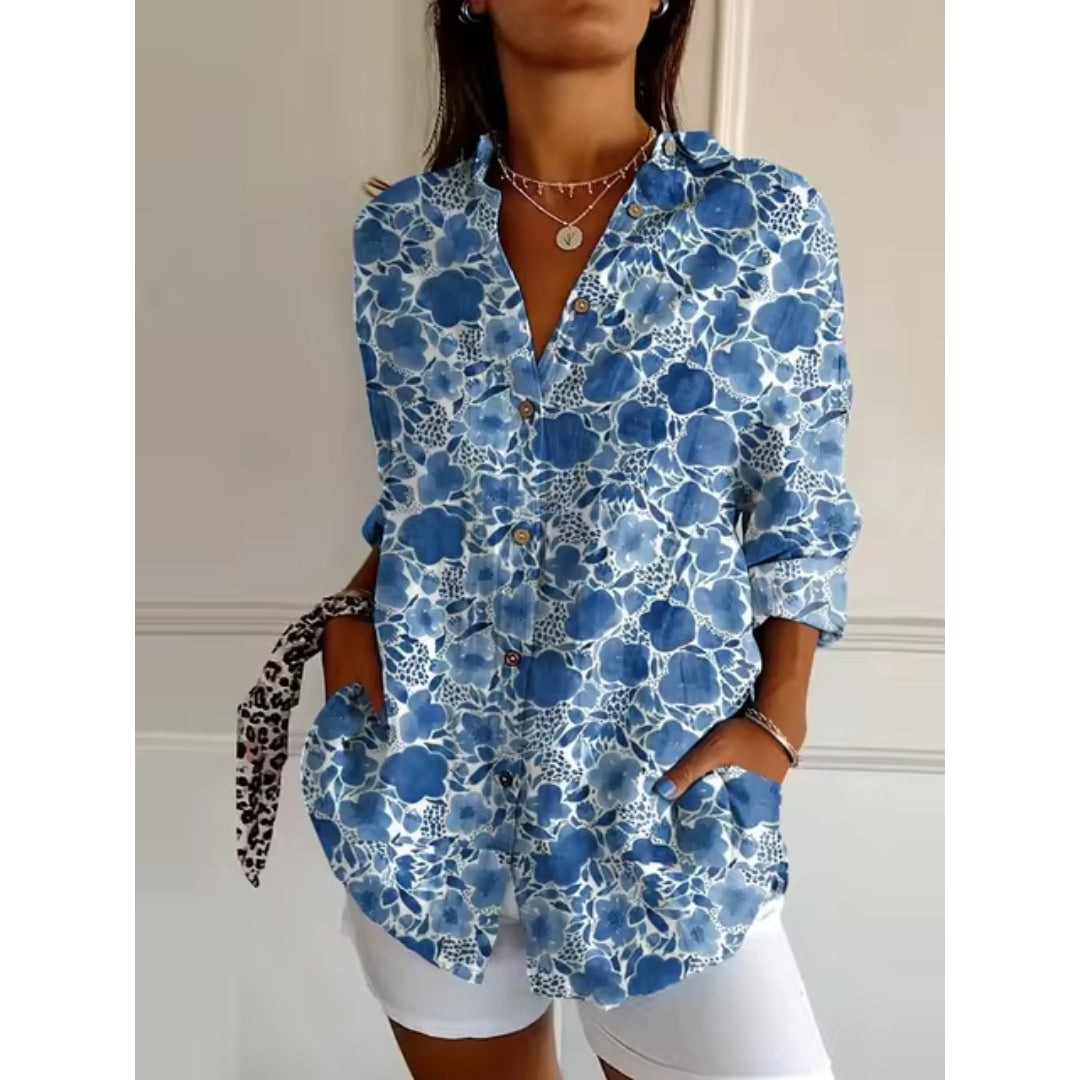 Tina - Casual Blouse with Floral Print